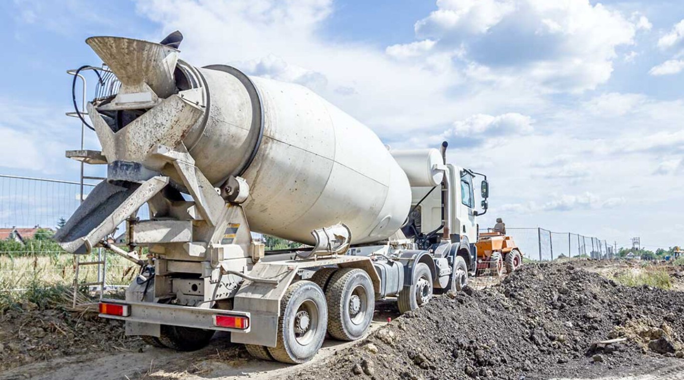 Professional concrete mixer truck at work in Lakewood, WA